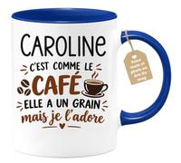 Café-Croissant - Mug Prénom Caroline C'est Comme Le Café Elle A Un Grain - | Mug humoristique avec phrase sur le café et Caroline