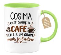 Café-Croissant - Mug Prénom Cosima C'est Comme Le Café Elle A Un Grain - Ve | Mug humoristique avec phrase sur le café et prénom femme Cosima