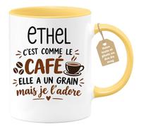 Café-Croissant - Mug Prénom Ethel C'est Comme Le Café Elle A Un Grain - Jau | Mug humoristique avec phrase sur le café et Ethel