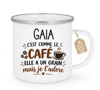 Café-Croissant - Mug Prénom Gaïa C'est Comme Le Café Elle A Un Grain - Blan | Mug humoristique avec phrase sur le café et Gaïa
