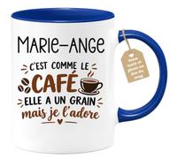 Café-Croissant - Mug Prénom Marie Ange C'est Comme Le Café Elle A Un Grain | Mug humoristique avec phrase sur le café et prénom femme Marie-Ange