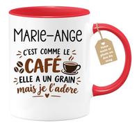 Café-Croissant - Mug Prénom Marie Ange C'est Comme Le Café Elle A Un Grain | Mug humoristique avec phrase sur le café et prénom femme Marie-Ange