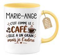 Café-Croissant - Mug Prénom Marie Ange C'est Comme Le Café Elle A Un Grain | Mug humoristique avec phrase sur le café et prénom femme Marie-Ange