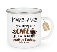 Café-Croissant - Mug Prénom Marie Ange C'est Comme Le Café Elle A Un Grain | Mug humoristique avec phrase sur le café et prénom femme Marie-Ange