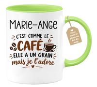 Café-Croissant - Mug Prénom Marie Ange C'est Comme Le Café Elle A Un Grain | Mug humoristique avec phrase sur le café et prénom femme Marie-Ange