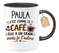 Café-Croissant - Mug Prénom Paula C'est Comme Le Café Elle A Un Grain - Noi | Mug humoristique avec phrase sur le café et Paula