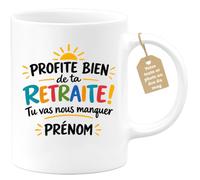 Café-Croissant - Mug Profite Bien De Ta Retraite Cadeau Original - Blanc/Cé | Idéal pour offrir un souvenir à un collègue retraité