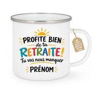 Café-Croissant - Mug Profite Bien De Ta Retraite Cadeau Original - Blanc/Em | Idéal pour offrir un souvenir à un collègue retraité
