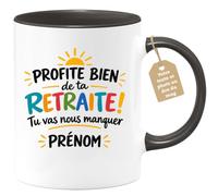Café-Croissant - Mug Profite Bien De Ta Retraite Cadeau Original - Noir/Cér | Idéal pour offrir un souvenir à un collègue retraité