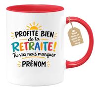 Café-Croissant - Mug Profite Bien De Ta Retraite Cadeau Original - Rouge/Cé | Idéal pour offrir un souvenir à un collègue retraité