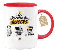 Café-Croissant - Mug Recette Du Succès : Lève Toi Tôt, Travaille Dur - Roug | Motivation et humour pour le succès quotidien