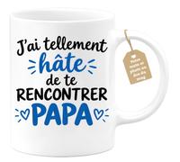 Café-Croissant - Mug Rencontre Papa Hâte De Te Rencontrer - Blanc/Céramique | Parfait pour les futurs papas, design touchant et original