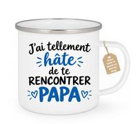 Café-Croissant - Mug Rencontre Papa Hâte De Te Rencontrer - Blanc/Emaille | Parfait pour les futurs papas, design touchant et original