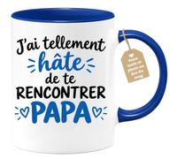 Café-Croissant - Mug Rencontre Papa Hâte De Te Rencontrer - Bleu/Céramique | Parfait pour les futurs papas, design touchant et original