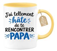 Café-Croissant - Mug Rencontre Papa Hâte De Te Rencontrer - Jaune/Céramique | Parfait pour les futurs papas, design touchant et original