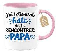 Café-Croissant - Mug Rencontre Papa Hâte De Te Rencontrer - Rose/Céramique | Parfait pour les futurs papas, design touchant et original
