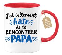 Café-Croissant - Mug Rencontre Papa Hâte De Te Rencontrer - Rouge/Céramique | Parfait pour les futurs papas, design touchant et original