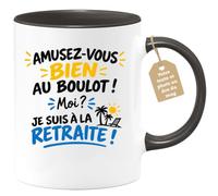 Café-Croissant - Mug Retraite Humour Amusez Vous Bien Au Boulot - Noir/Céra | Drôle et original pour retraités, idéal pour offrir