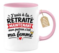 Café-Croissant - Mug Retraite Mon Patron C'est Ma Femme - Rose/Céramique | Retraite, Idée Cadeau Rigolo Homme