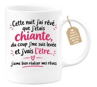 Café-Croissant - Mug Rêve Chiante Humour Féminin Intriguant - Blanc/Céramiq | Mug drôle pour réaliser ses rêves de façon originale