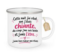 Café-Croissant - Mug Rêve Chiante Humour Féminin Intriguant - Blanc/Emaille | Mug drôle pour réaliser ses rêves de façon originale