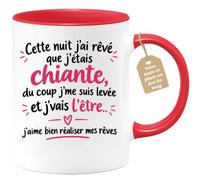 Café-Croissant - Mug Rêve Chiante Humour Féminin Intriguant - Rouge/Céramiq | Mug drôle pour réaliser ses rêves de façon originale