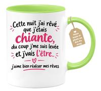 Café-Croissant - Mug Rêve Chiante Humour Féminin Intriguant - Vert/Céramiqu | Mug drôle pour réaliser ses rêves de façon originale
