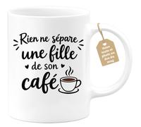 Café-Croissant - Mug Rien Ne Sépare Une Fille De Son Café - Blanc/Céramique | Motivation Café, Parfait Cadeau Pour Les Amatrices