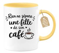Café-Croissant - Mug Rien Ne Sépare Une Fille De Son Café - Jaune/Céramique | Motivation Café, Parfait Cadeau Pour Les Amatrices
