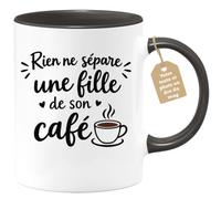 Café-Croissant - Mug Rien Ne Sépare Une Fille De Son Café - Noir/Céramique | Motivation Café, Parfait Cadeau Pour Les Amatrices