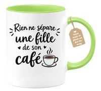 Café-Croissant - Mug Rien Ne Sépare Une Fille De Son Café - Vert/Céramique | Motivation Café, Parfait Cadeau Pour Les Amatrices