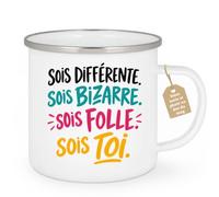 Café-Croissant - Mug Sois Différente, Sois Bizarre, Sois Folle - Blanc/Emai | Mug inspirant pour exprimer votre unicité avec style.