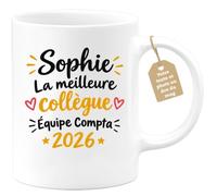 Café-Croissant - Mug Sophie Meilleure Collègue Équipe Compta 2026 - Blanc/C | Mug Sophie Meilleure Collègue 2026 Équipe Compta