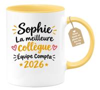 Café-Croissant - Mug Sophie Meilleure Collègue Équipe Compta 2026 - Jaune/C | Mug Sophie Meilleure Collègue 2026 Équipe Compta