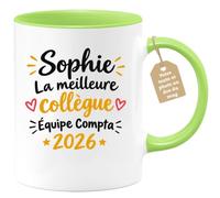 Café-Croissant - Mug Sophie Meilleure Collègue Équipe Compta 2026 - Vert/Cé | Mug Sophie Meilleure Collègue 2026 Équipe Compta