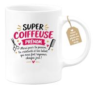 Café-Croissant - Mug Super Coiffeuse Merci Pour Ta Passion Et Talent - Blan | Cadeau personnalisable pour coiffeuse talentueuse