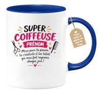 Café-Croissant - Mug Super Coiffeuse Merci Pour Ta Passion Et Talent - Bleu | Cadeau personnalisable pour coiffeuse talentueuse