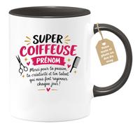 Café-Croissant - Mug Super Coiffeuse Merci Pour Ta Passion Et Talent - Noir | Cadeau personnalisable pour coiffeuse talentueuse