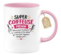 Café-Croissant - Mug Super Coiffeuse Merci Pour Ta Passion Et Talent - Rose | Cadeau personnalisable pour coiffeuse talentueuse