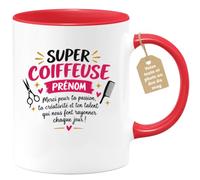Café-Croissant - Mug Super Coiffeuse Merci Pour Ta Passion Et Talent - Roug | Cadeau personnalisable pour coiffeuse talentueuse