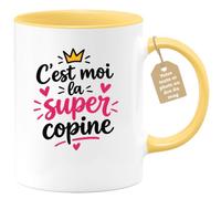 Café-Croissant - Mug Super Copine Cadeau Amusant Et Original - Jaune/Cérami | Mug pour une super copine. Cadeau amitié original et humoristique.