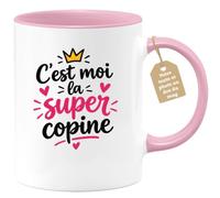 Café-Croissant - Mug Super Copine Cadeau Amusant Et Original - Rose/Céramiq | Mug pour une super copine. Cadeau amitié original et humoristique.