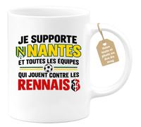 Café-Croissant - Mug Supporters Nantes Anti Rennais - Blanc/Céramique | Mug supporter Nantes, parfait pour tous les anti-Rennais