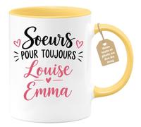 Café-Croissant - Mug Sœurs Pour Toujours Louise Emma - Jaune/Céramique | Mug pour célébrer le lien éternel entre sœurs