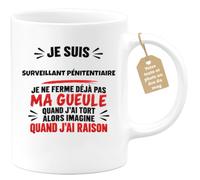Café-Croissant - Mug Surveillant Pénitentiaire Imagine Que J'ai Raison - Bl | Design humoristique 'Je suis Surveillant Pénitentiaire imagine que j'ai raison'