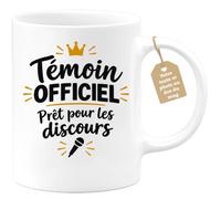 Café-Croissant - Mug Témoin Officiel Prêt Pour Les Discours - Blanc/Céramiq | Idéal pour les témoins prêts à faire un discours