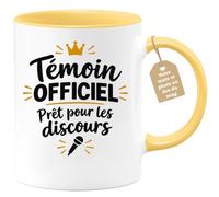 Café-Croissant - Mug Témoin Officiel Prêt Pour Les Discours - Jaune/Céramiq | Idéal pour les témoins prêts à faire un discours