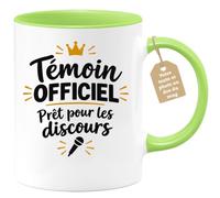Café-Croissant - Mug Témoin Officiel Prêt Pour Les Discours - Vert/Céramiqu | Idéal pour les témoins prêts à faire un discours