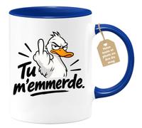 Café-Croissant - Mug Tu M’emmerde Humour Vulgaire - Bleu/Céramique | Mug avec un message humoristique et audacieux, drôle