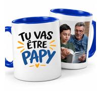 Café-Croissant - Mug Tu Vas Être Papy Idée Cadeau Grossesse - Bleu/Céramiqu | Annonce de grossesse pour futurs grands-pères.